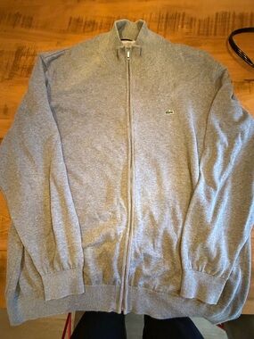 Lacoste Light Gray Full-Zip Men's Sweater